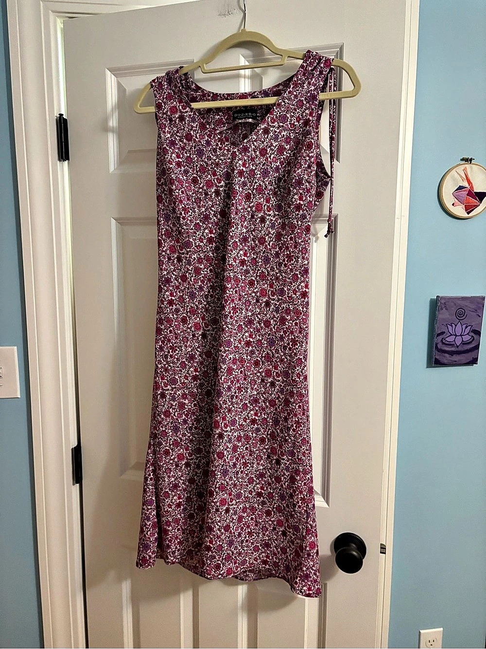 Dillards Floral Midi Dress Size Medium Pink & Purple